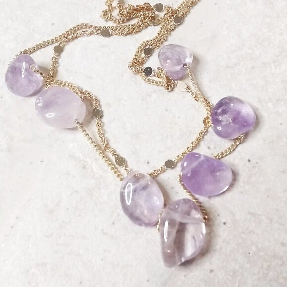 Ametrine Nugget - Layered Necklace - Dainty Gold Necklace - Semi-Precious Stones - Picture 6 of 9